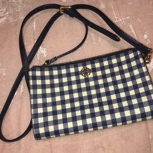 Tory Burch Robinson Printed Cross-Body in Navy